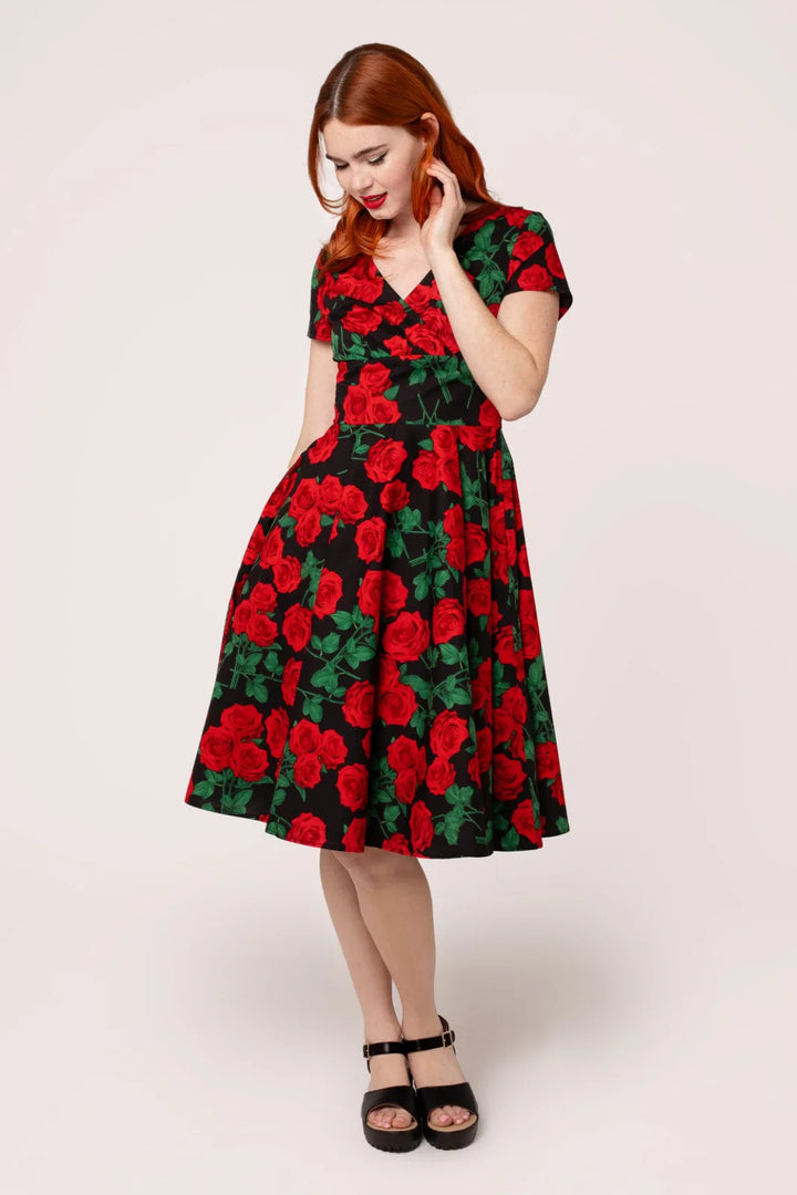 Hell Bunny Dolce Vita Red Rose 50s Dress