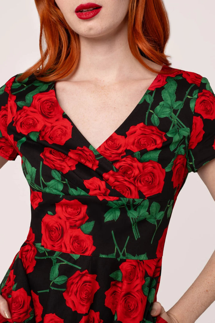 Hell Bunny Dolce Vita Red Rose 50s Dress