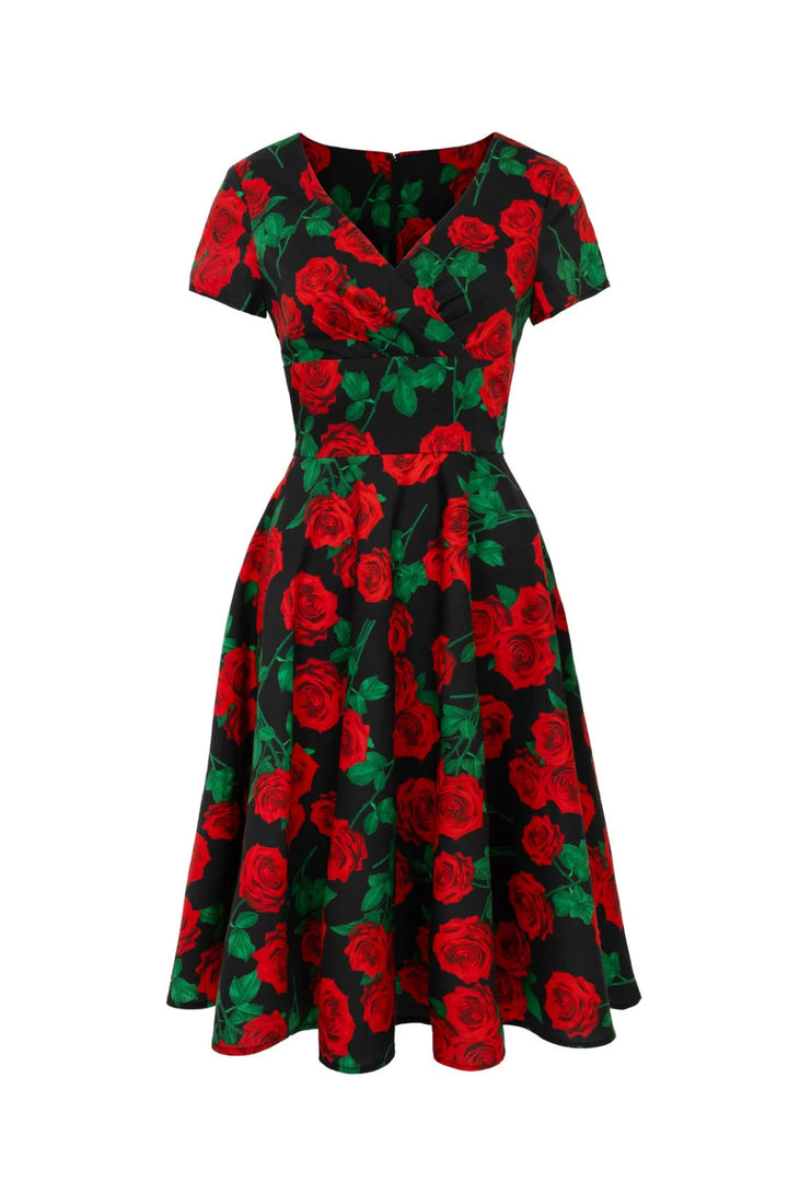 Hell Bunny Dolce Vita Red Rose 50s Dress