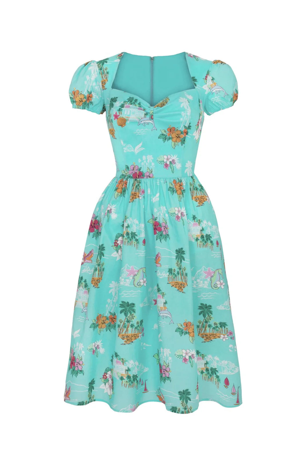 Hell Bunny Ayanna Tropical Print 50s Midi Dress