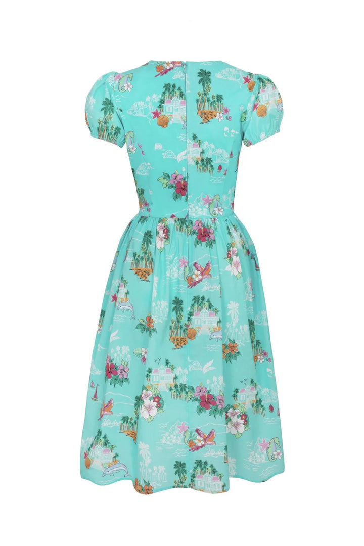 Hell Bunny Ayanna Tropical Print 50s Midi Dress