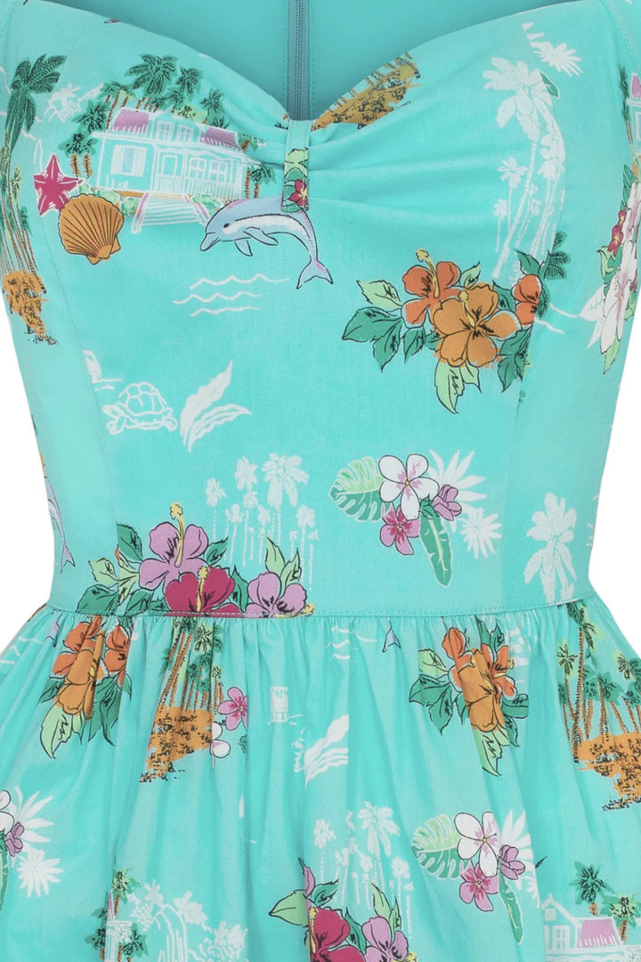 Hell Bunny Ayanna Tropical Print 50s Midi Dress