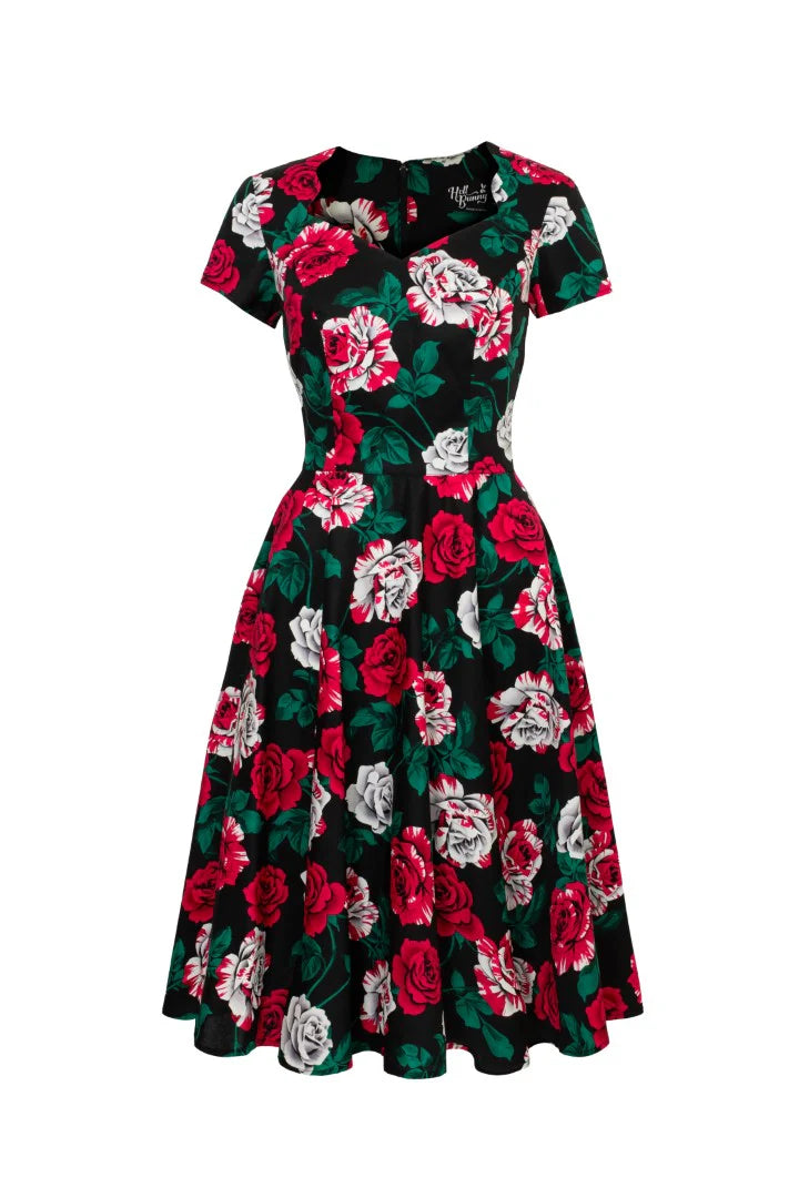Hell Bunny Paint Me Roses 50s Midi Dress
