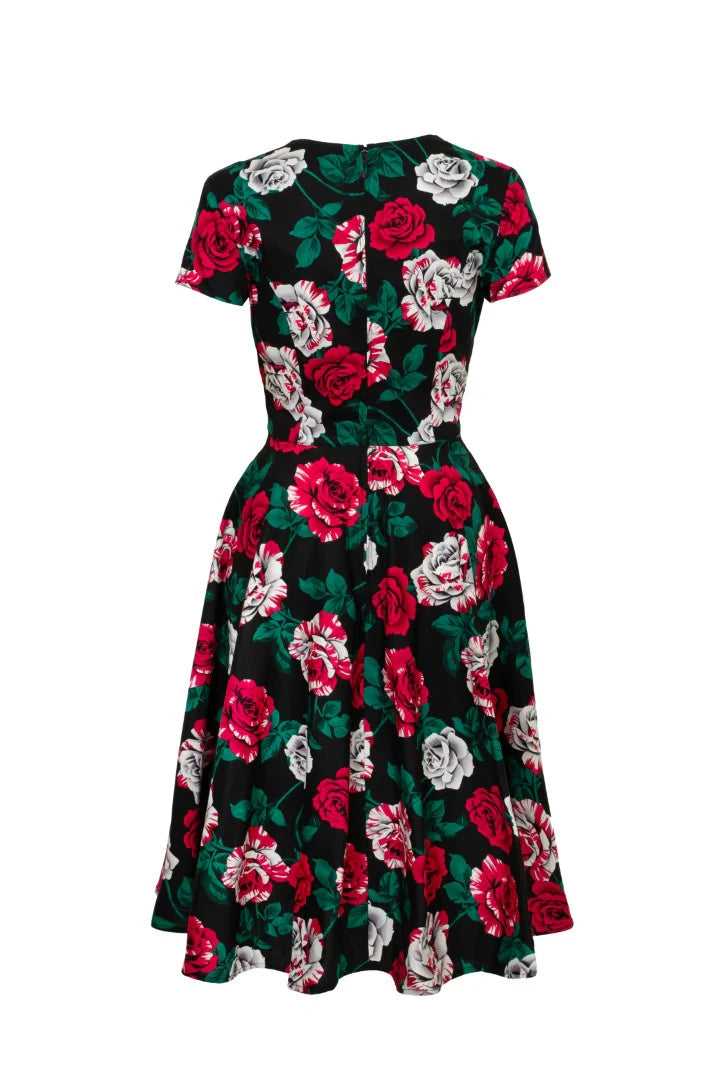 Hell Bunny Paint Me Roses 50s Midi Dress