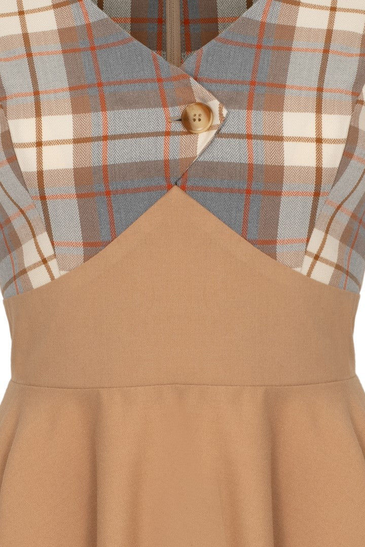 Hell Bunny Joseline 50s Midi Dress – Beige Vintage Swing Dress
