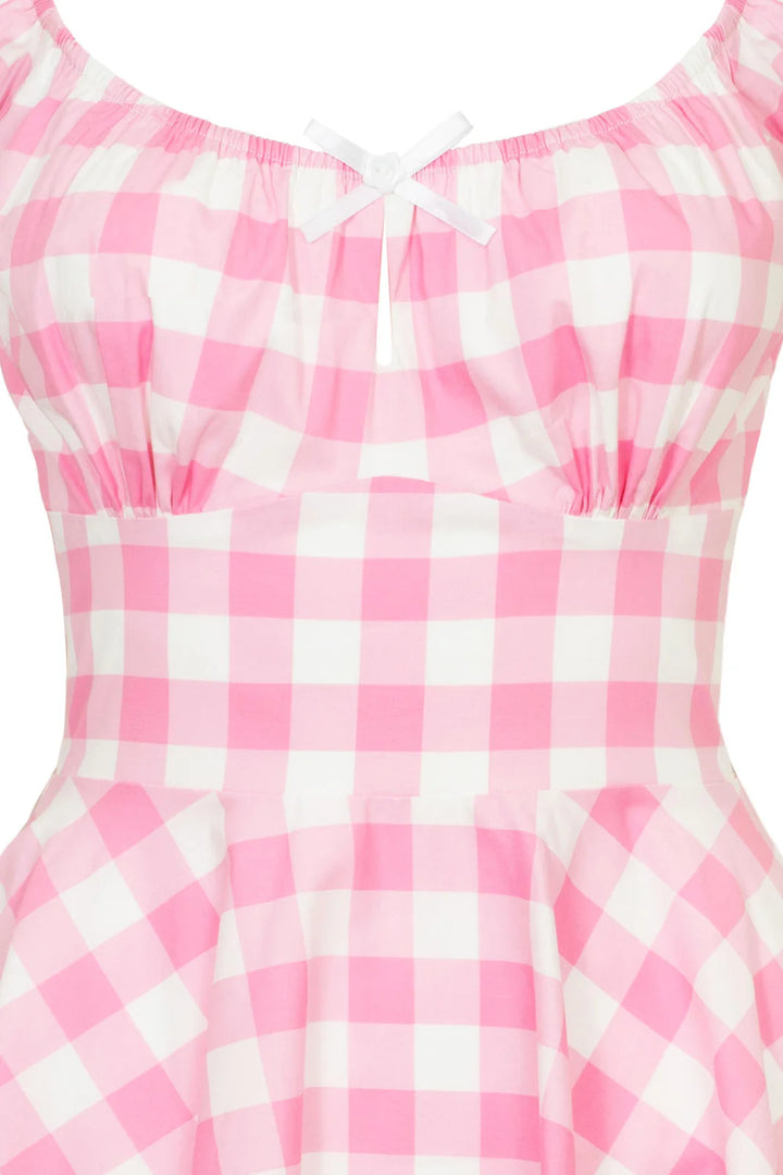 Robe midi Hell Bunny Cindy en vichy rose, style années 50