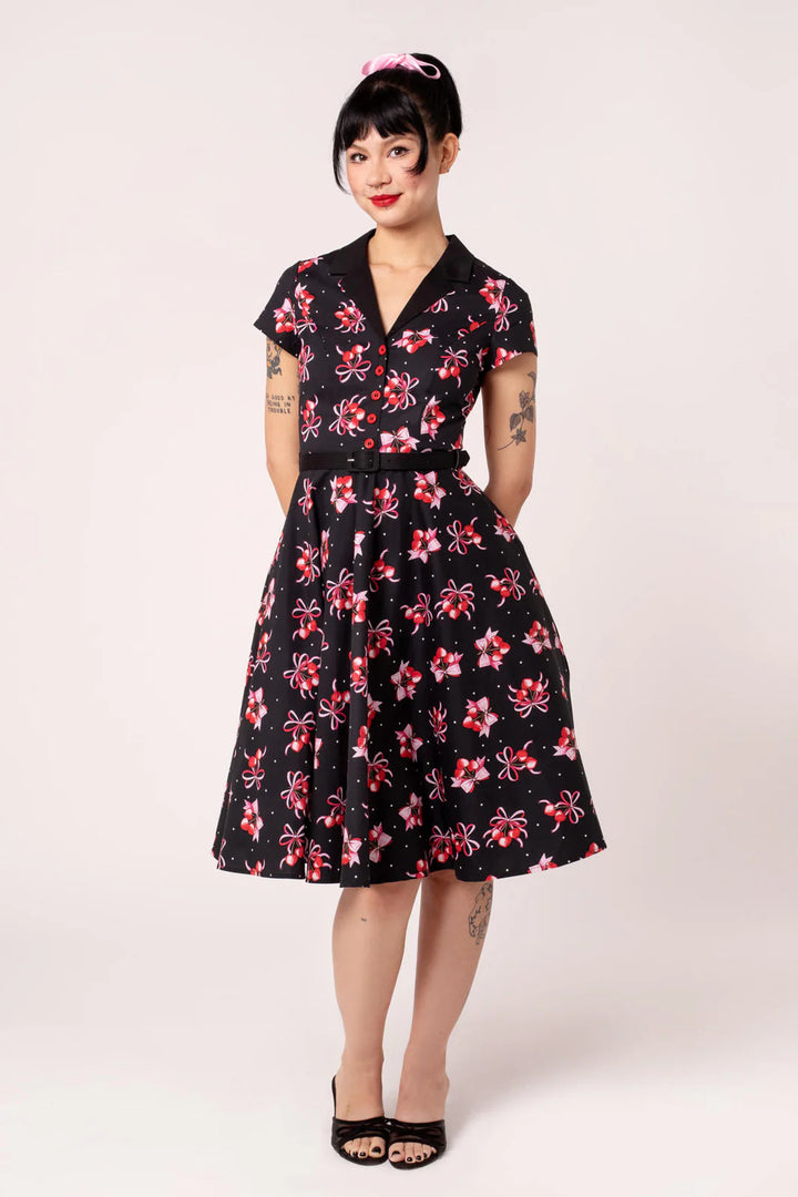 Hell Bunny Cherilyn Cherry Bow 50s Dress