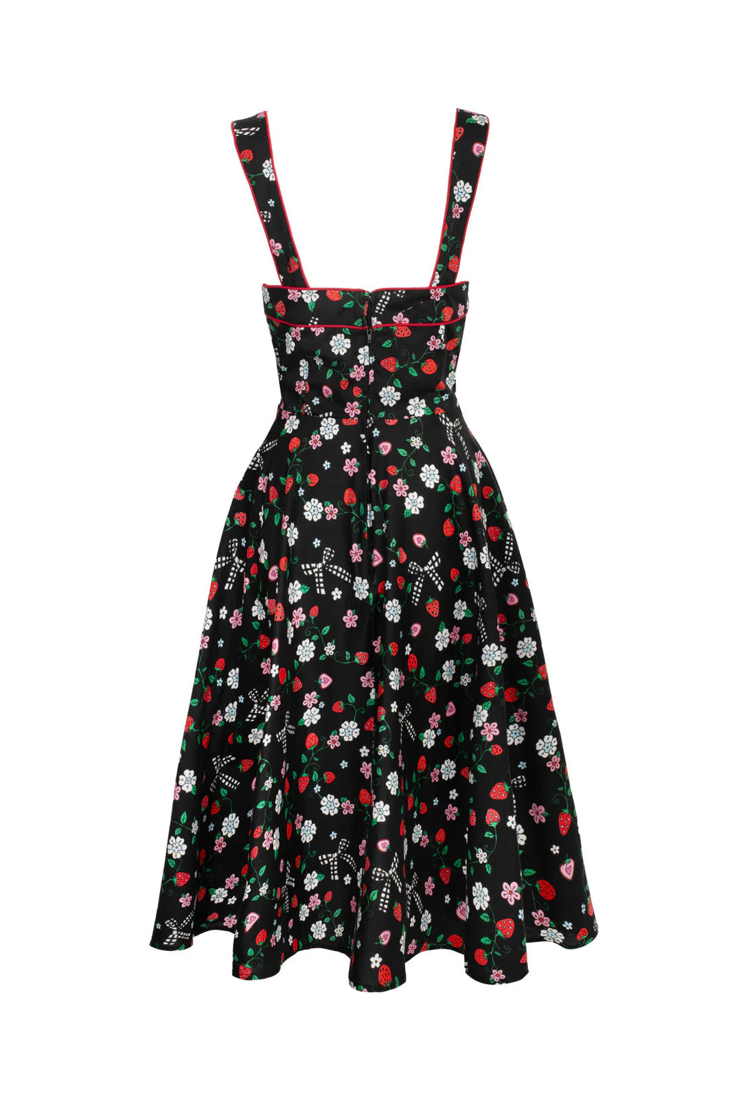 Robe midi Hell Bunny Isobel imprimé fraises années 50