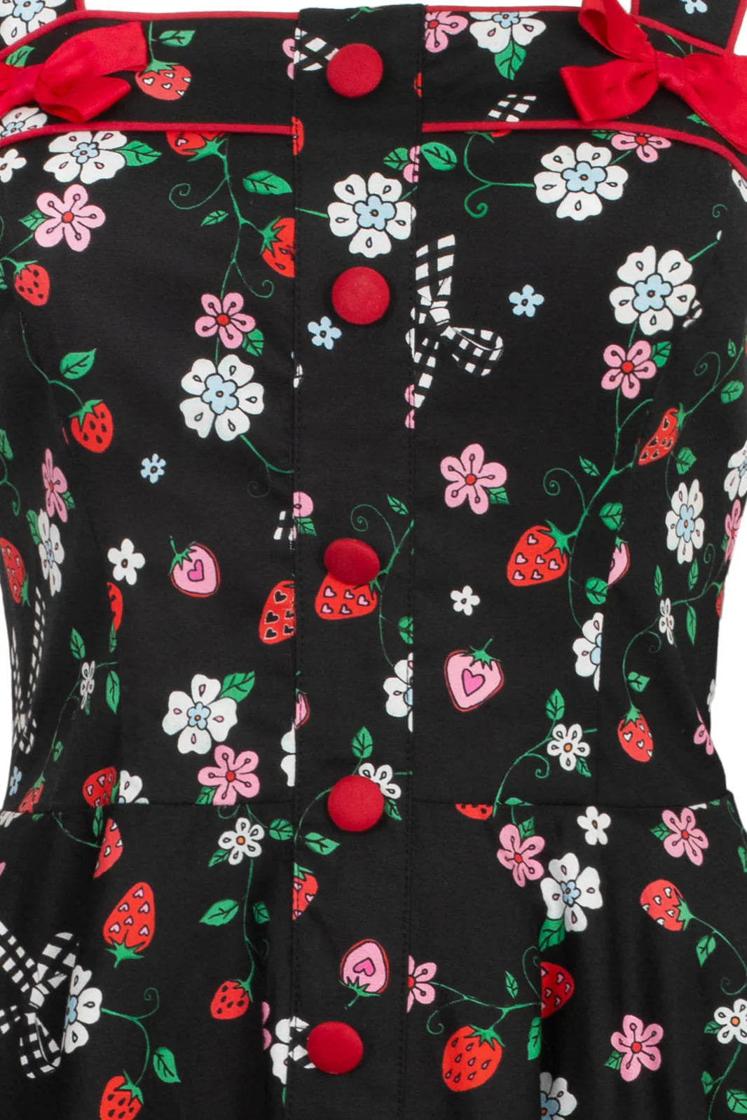 Robe midi Hell Bunny Isobel imprimé fraises années 50