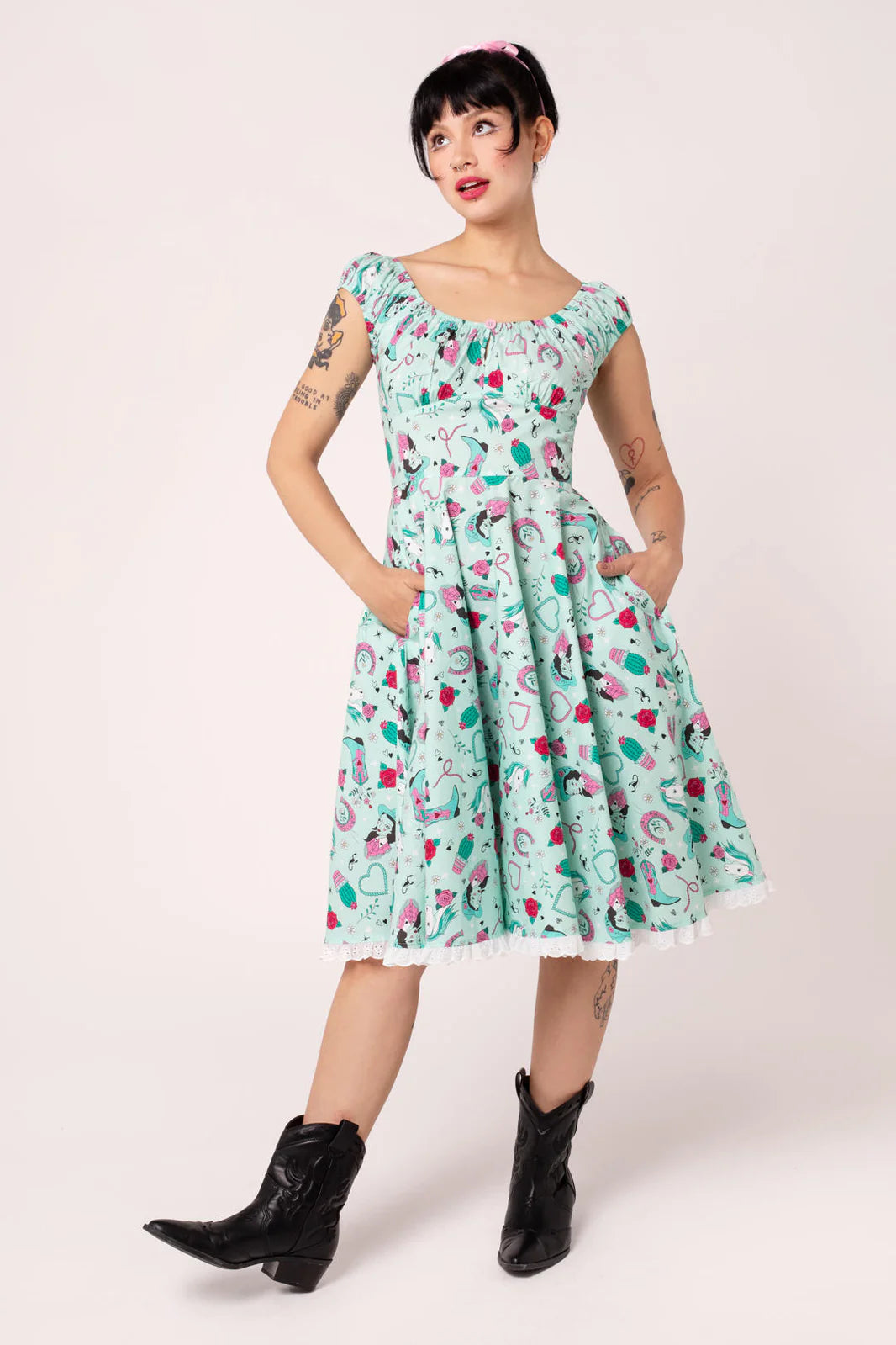 Robe Kellie Western Cowgirl années 50 Hell Bunny