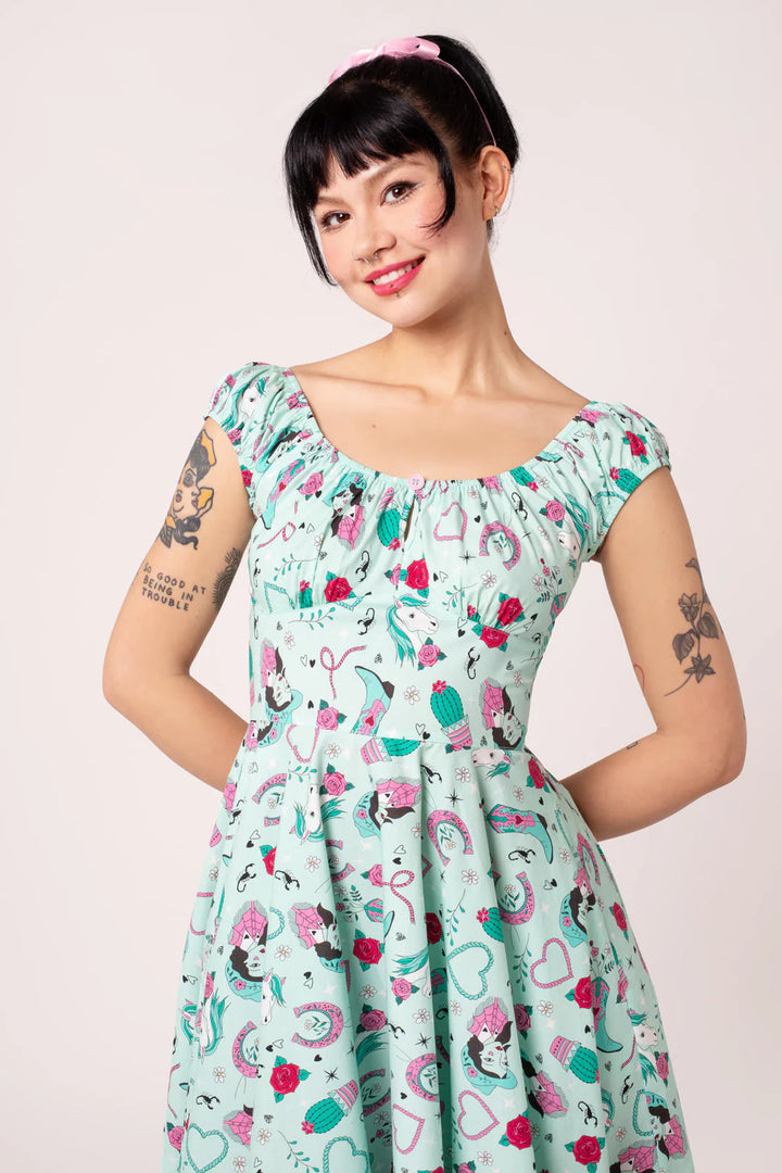 Robe Kellie Western Cowgirl années 50 Hell Bunny