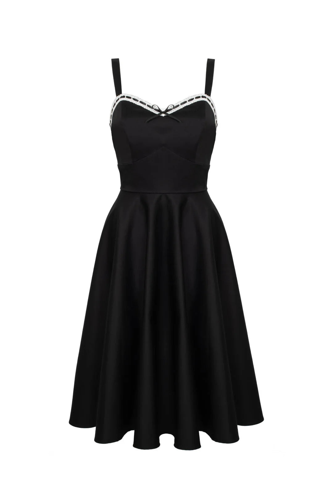 Robe midi Hell Bunny Gracie noire style années 50 à encolure en cœur