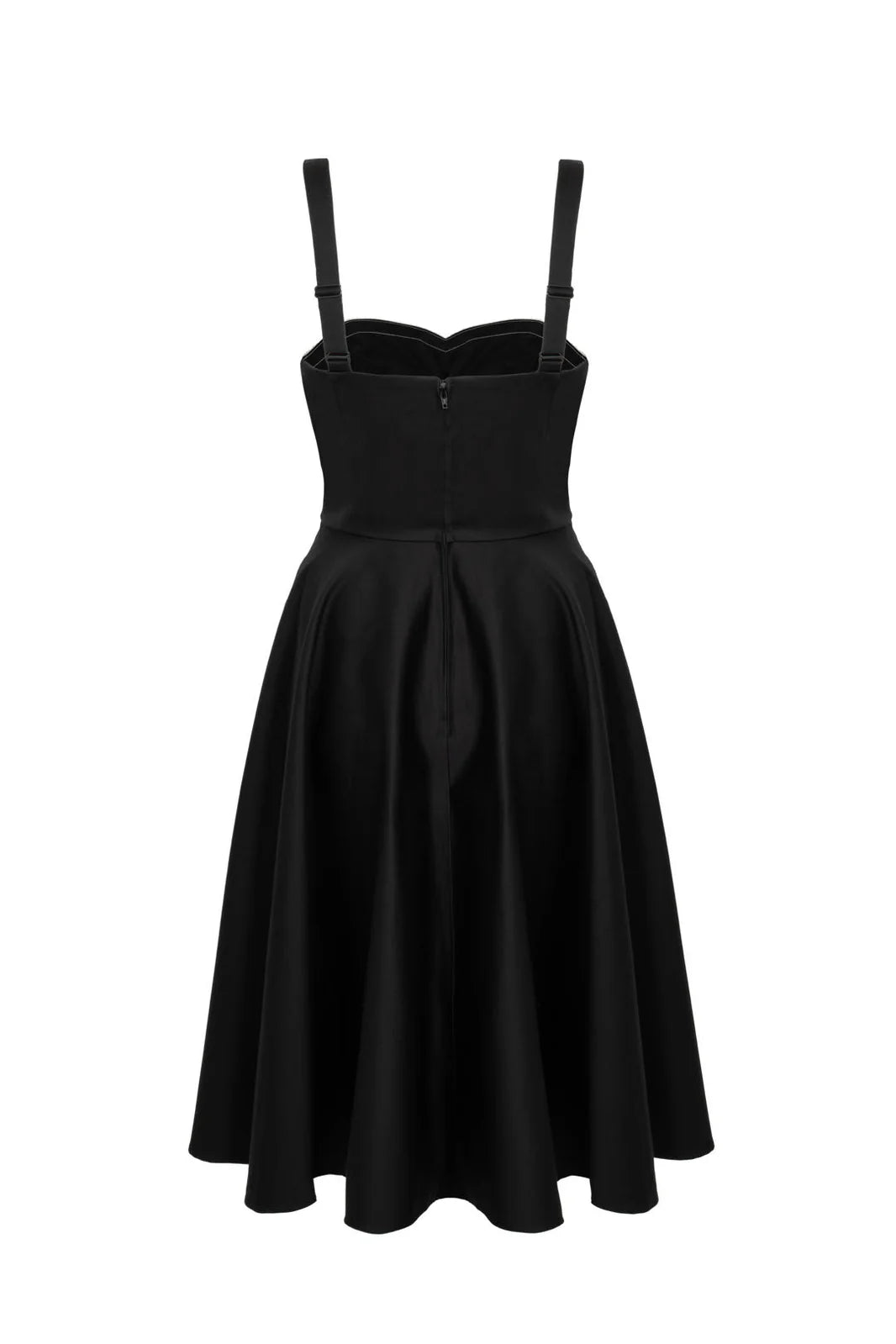 Robe midi Hell Bunny Gracie noire style années 50 à encolure en cœur