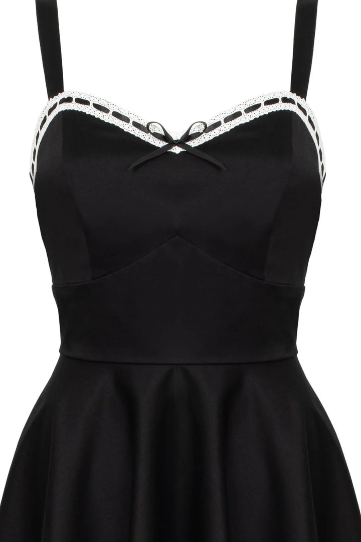 Robe midi Hell Bunny Gracie noire style années 50 à encolure en cœur