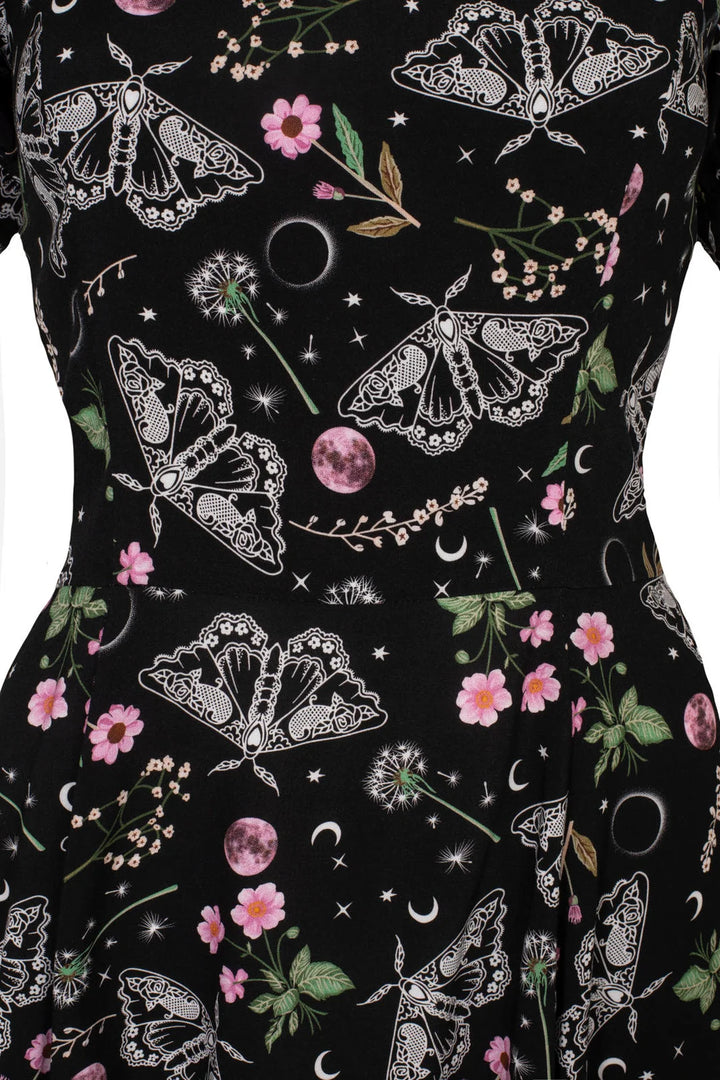 Hell Bunny Chrysalis Black Moth Midi Dress