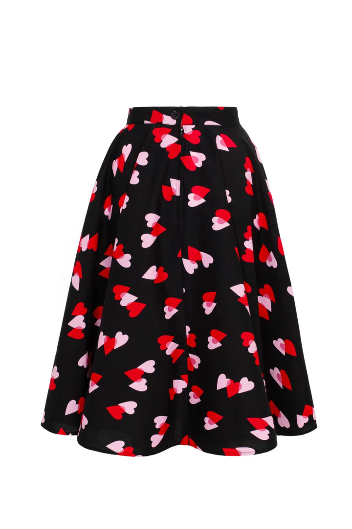 Hell Bunny Confetti Heart Circle Skirt – Black 50s Vintage Skirt