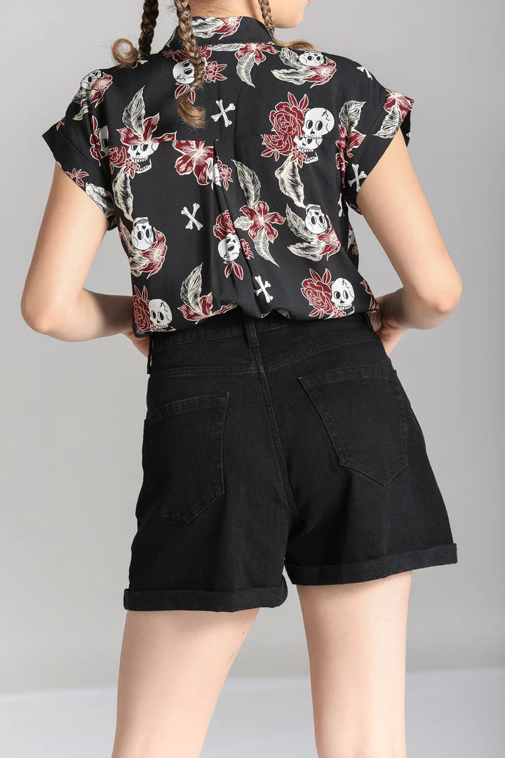 Short en jean toile d'araignée Arania de Hell Bunny