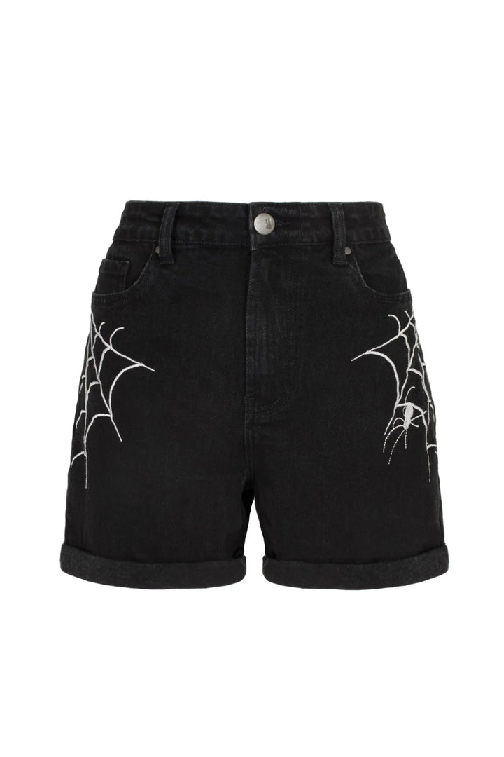 Short en jean toile d'araignée Arania de Hell Bunny