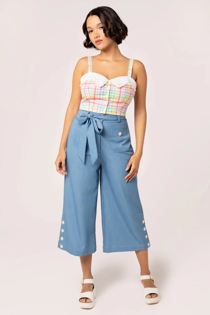 Hell Bunny Rylee Culottes – Blue Wide Leg