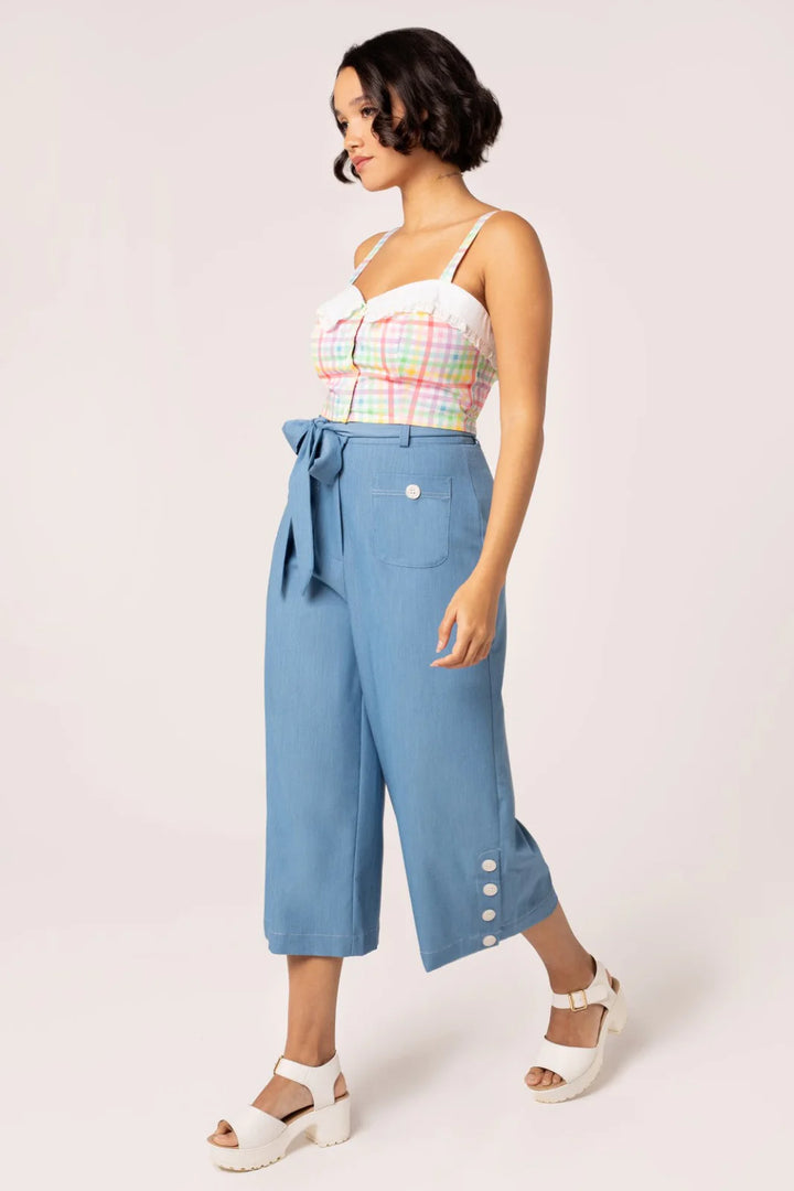 Hell Bunny Rylee Culottes – Blue Wide Leg