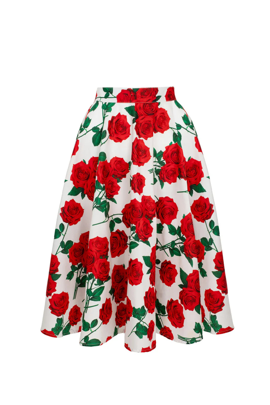 Hell Bunny Dolce Vita Rose Print Circle Skirt – Black Vintage 50s Skirt