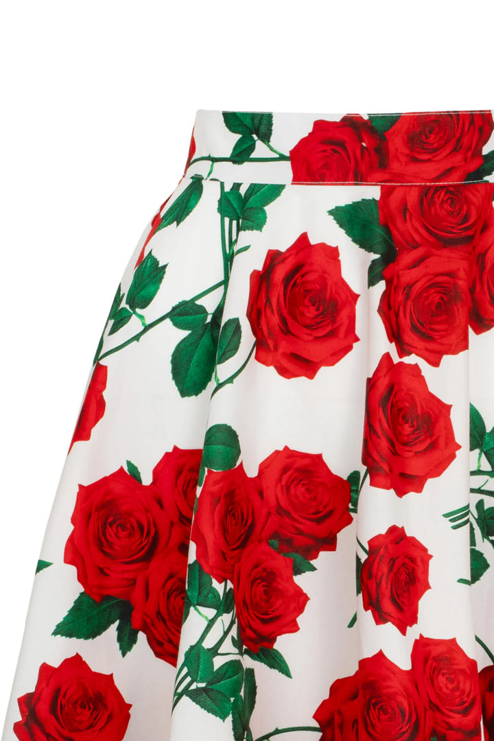 Hell Bunny Dolce Vita Rose Print Circle Skirt – Black Vintage 50s Skirt