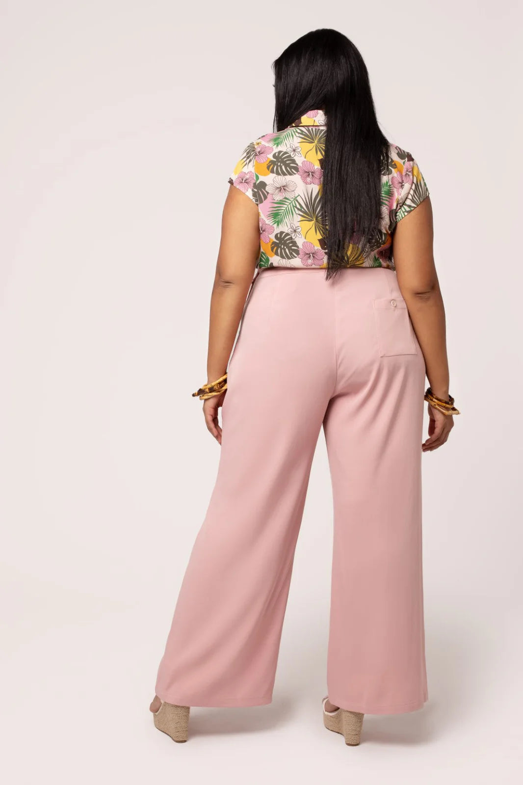 Hell Bunny Giselle Trousers – Pink Wide Leg