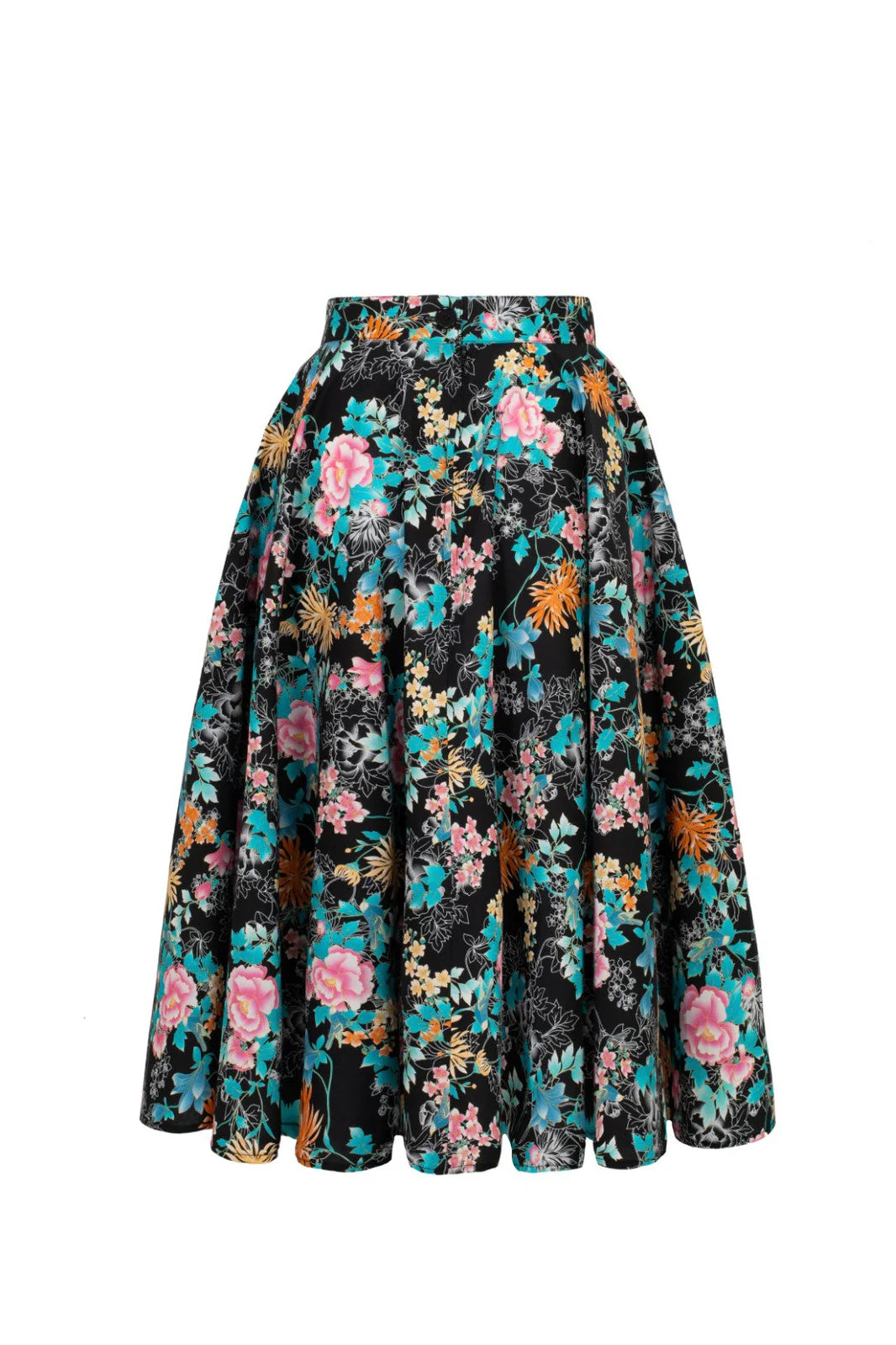 Hell Bunny Umi Floral Circle Skirt – Black 50s Vintage Skirt