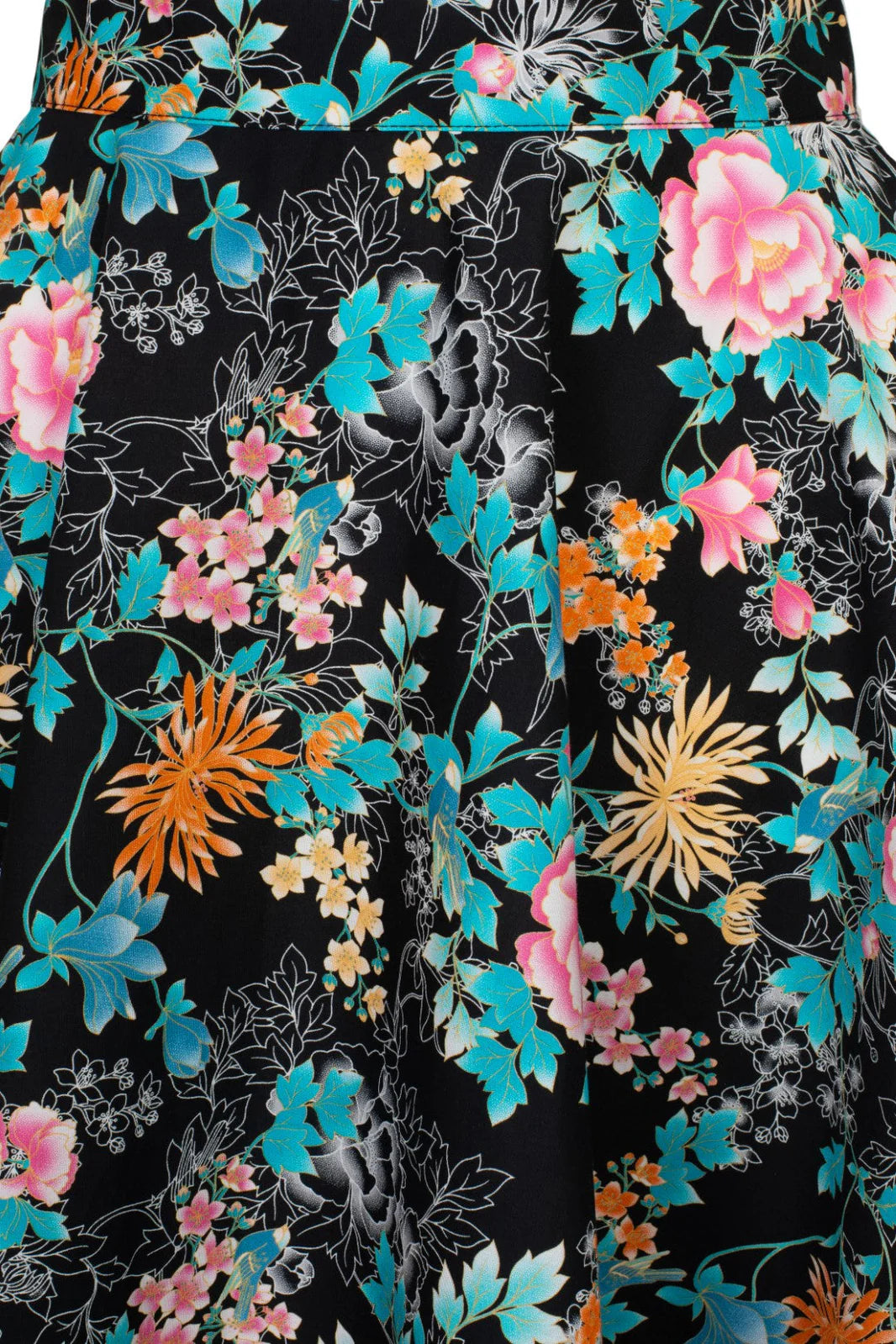 Hell Bunny Umi Floral Circle Skirt – Black 50s Vintage Skirt
