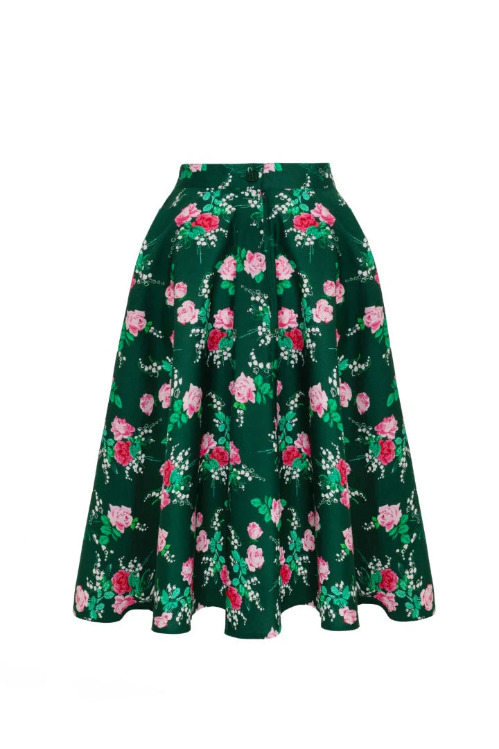 Hell Bunny Mabel Rose Circle Skirt – Green 50s Vintage Skirt