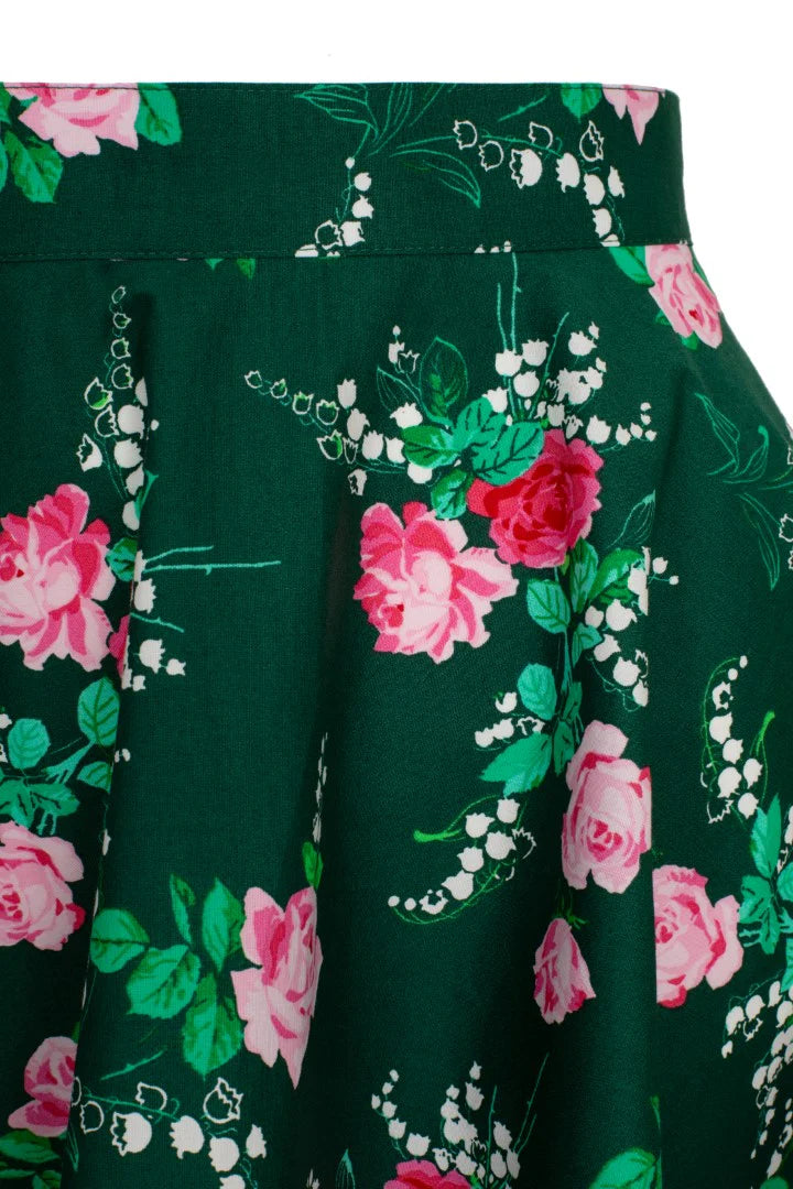 Hell Bunny Mabel Rose Circle Skirt – Green 50s Vintage Skirt