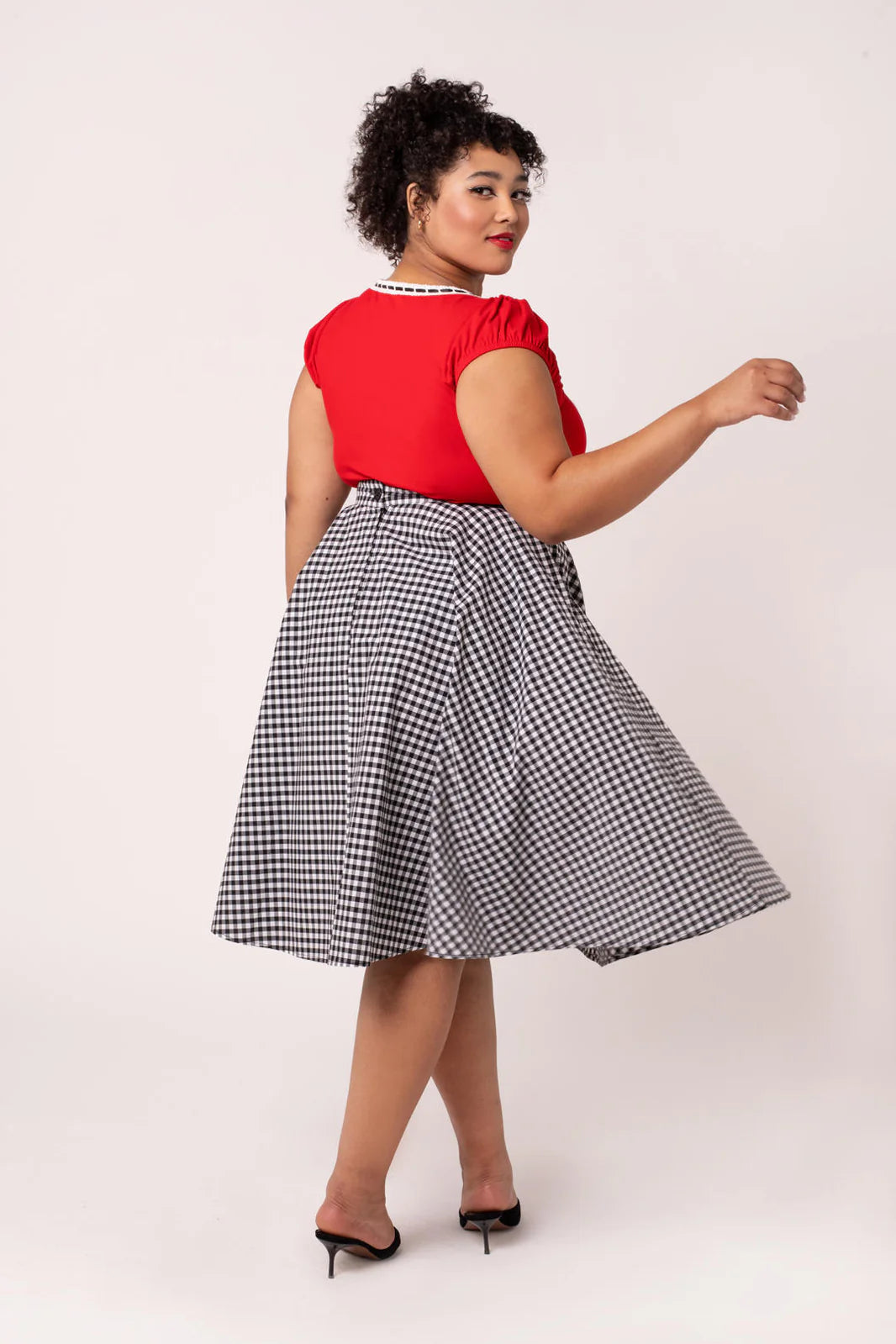 Hell Bunny Mel Gingham Circle Skirt – Black & White 50s Vintage Skirt