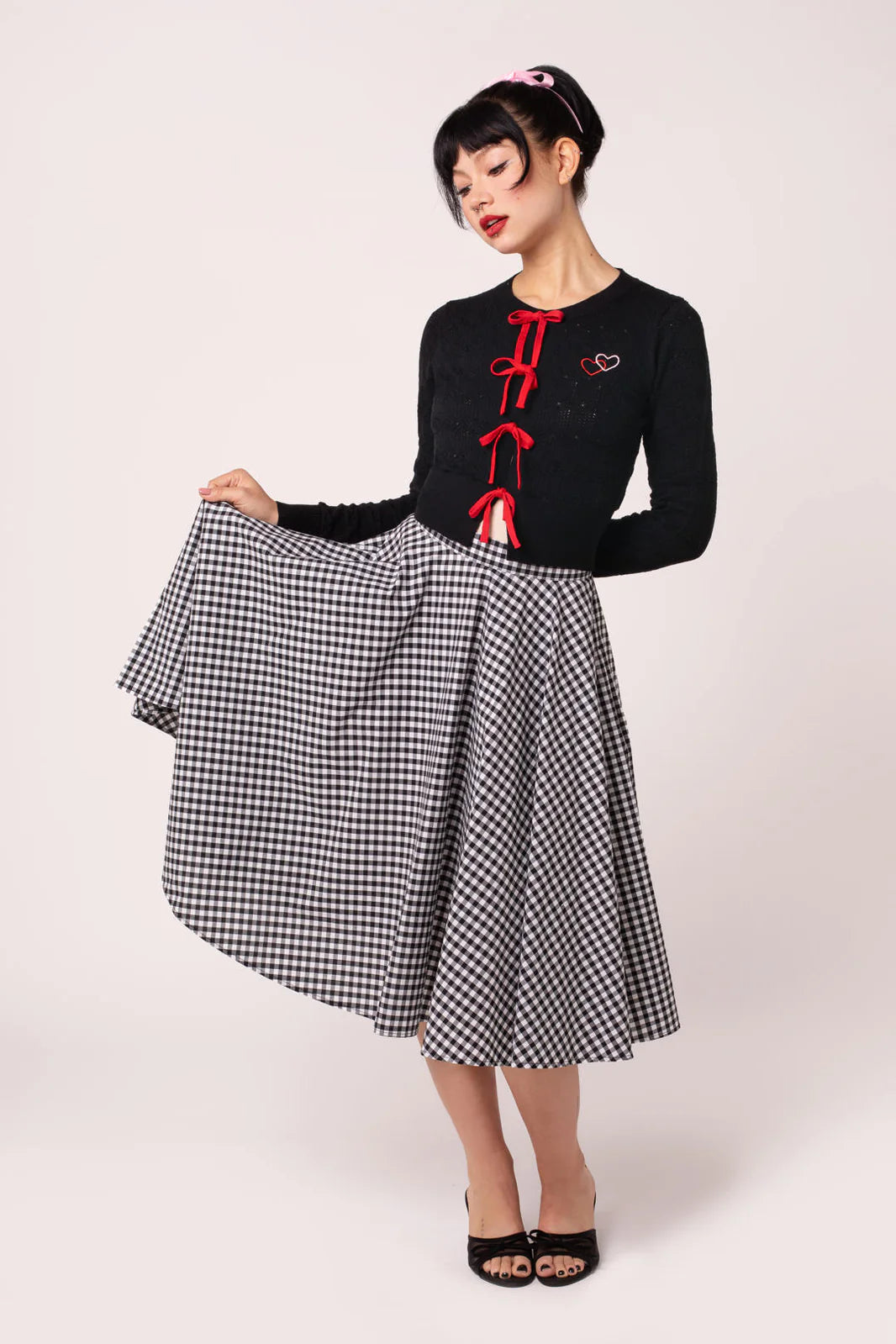 Hell Bunny Mel Gingham Circle Skirt – Black & White 50s Vintage Skirt