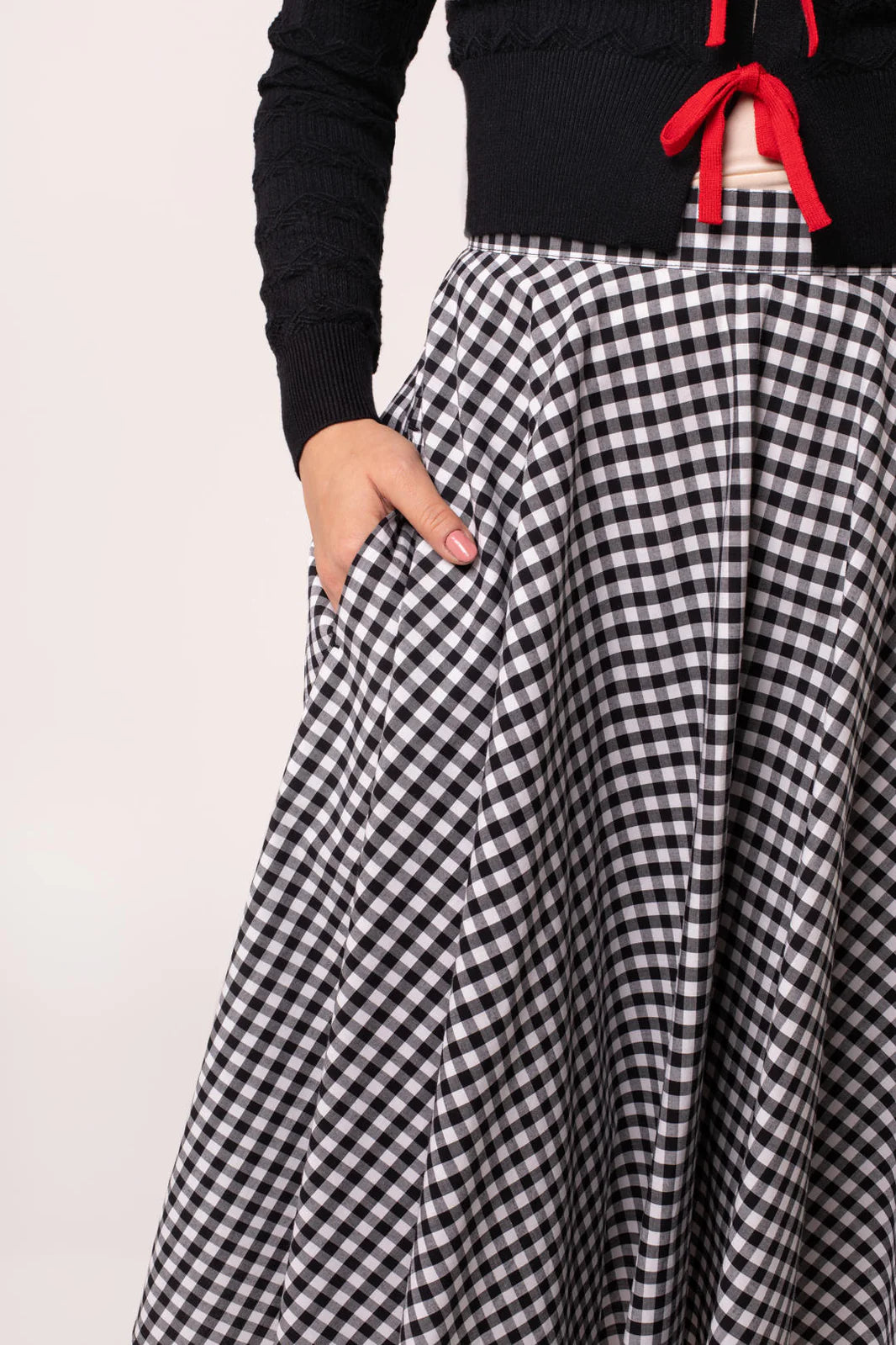 Hell Bunny Mel Gingham Circle Skirt – Black & White 50s Vintage Skirt
