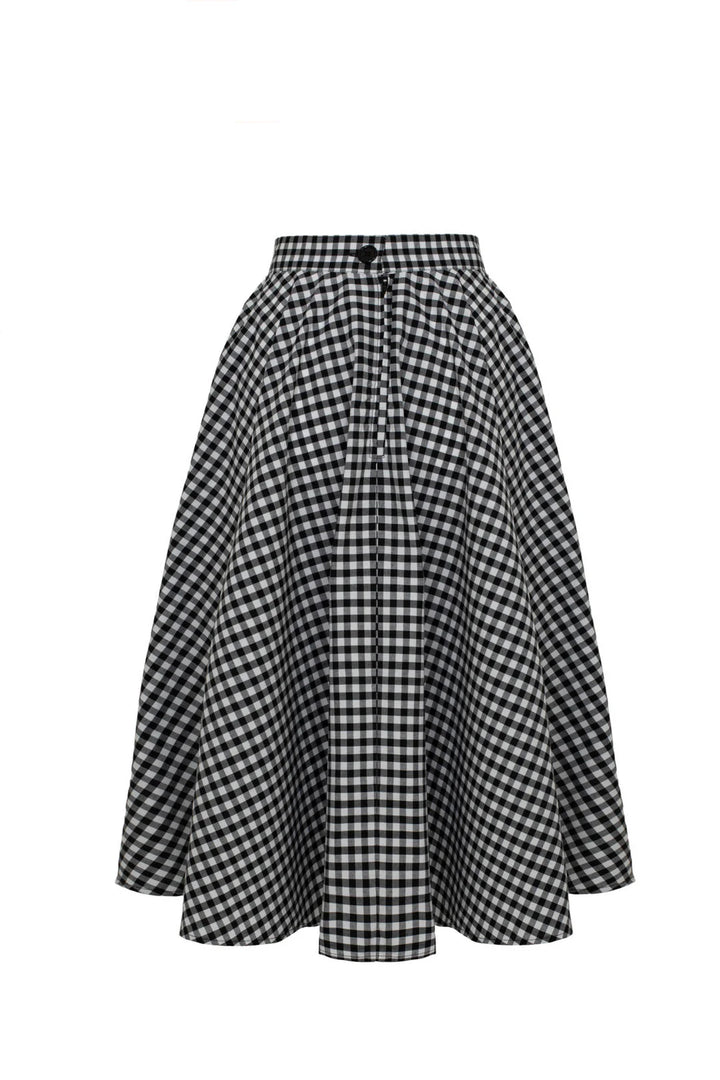 Hell Bunny Mel Gingham Circle Skirt – Black & White 50s Vintage Skirt