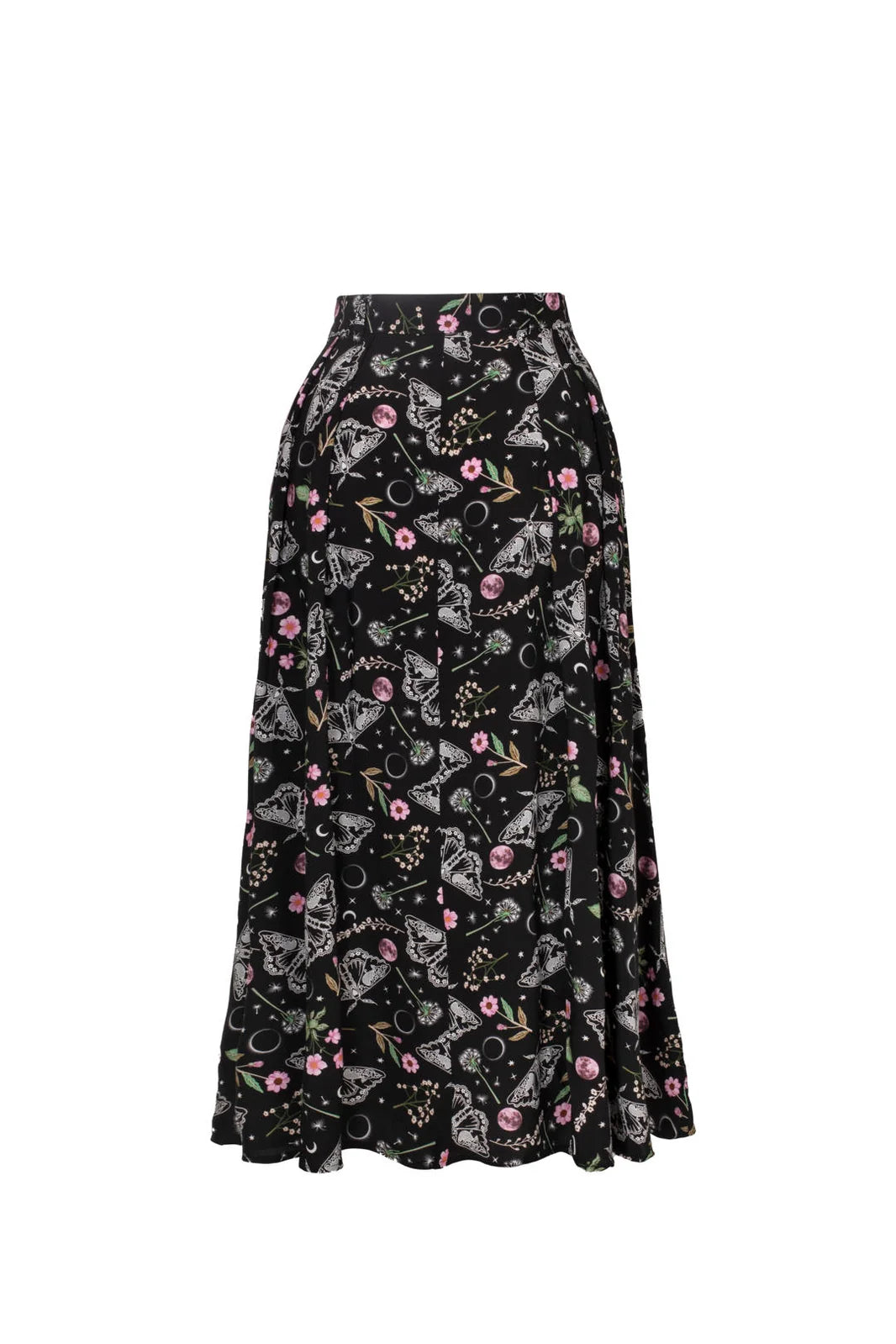 Hell Bunny Chrysalis Black Moth Midi Skirt