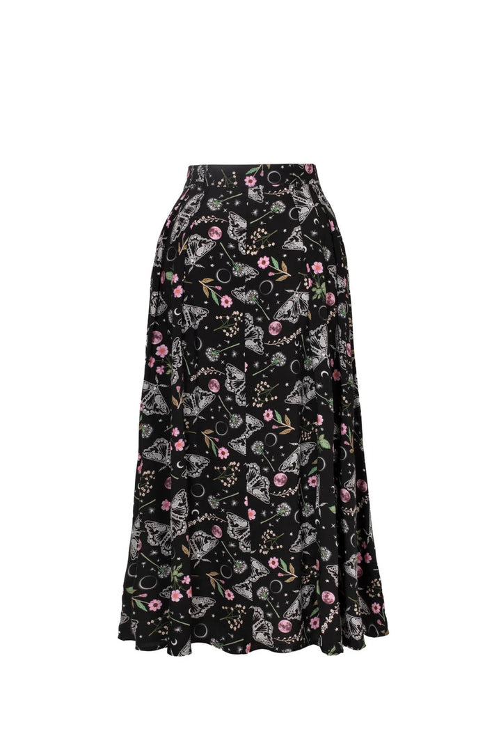 Hell Bunny Chrysalis Black Moth Midi Skirt