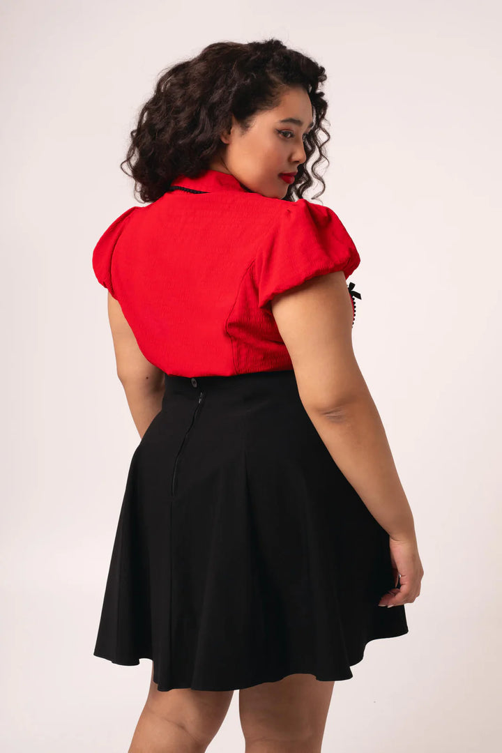 Chemisier Hell Bunny Casey à nœud rouge