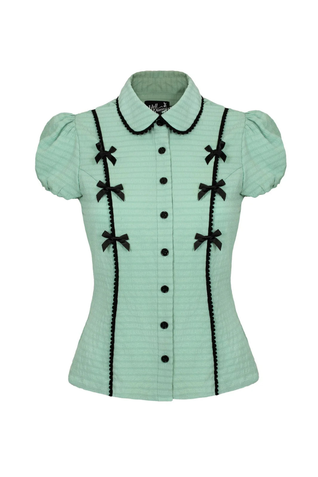 Chemisier Hell Bunny Casey Menthe à Nœuds