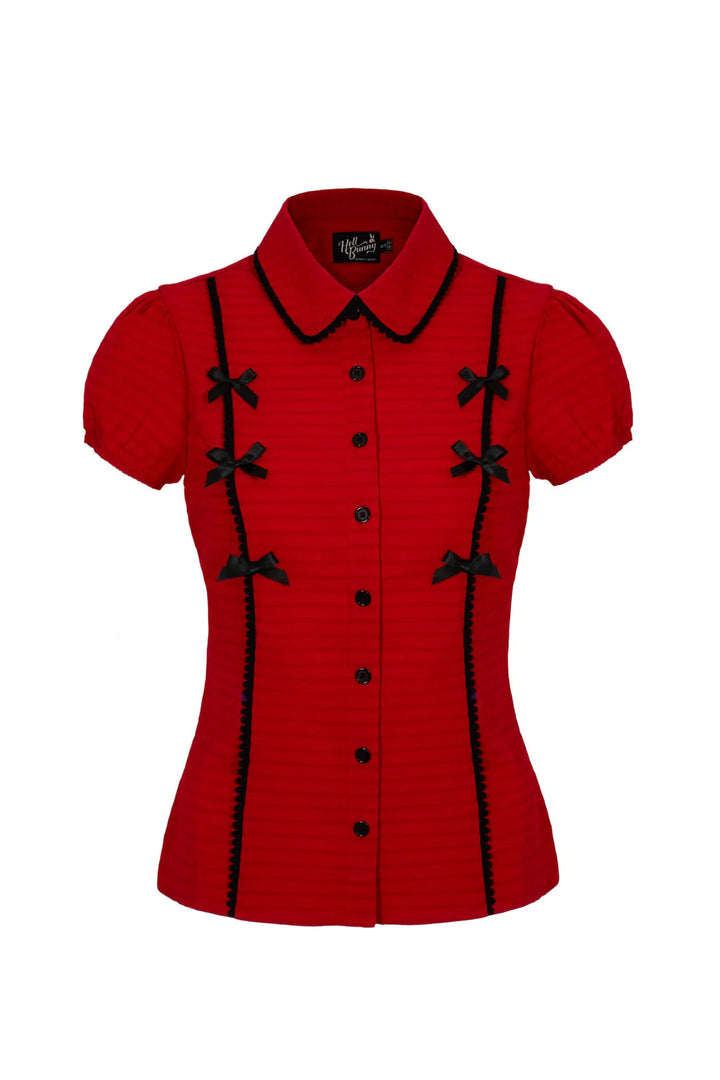 Chemisier Hell Bunny Casey à nœud rouge