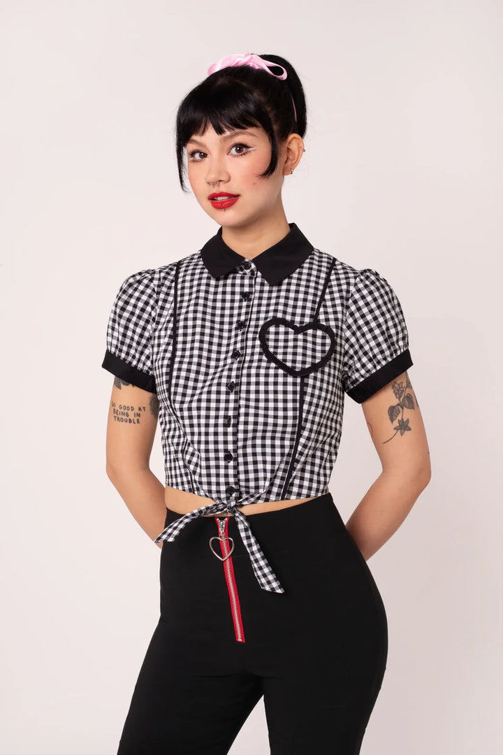 Hell Bunny Mel Gingham Heart Blouse