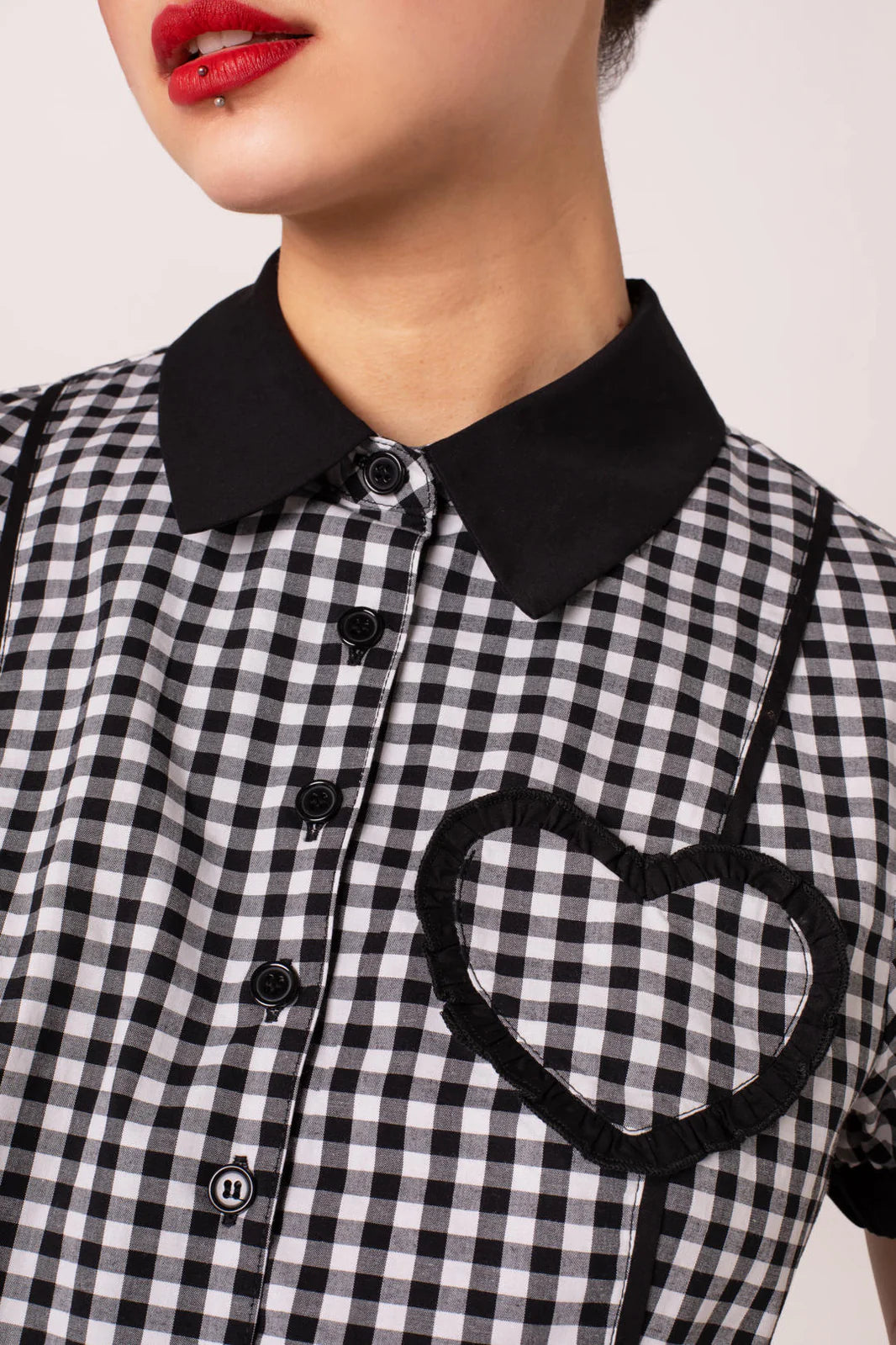 Hell Bunny Mel Gingham Heart Blouse