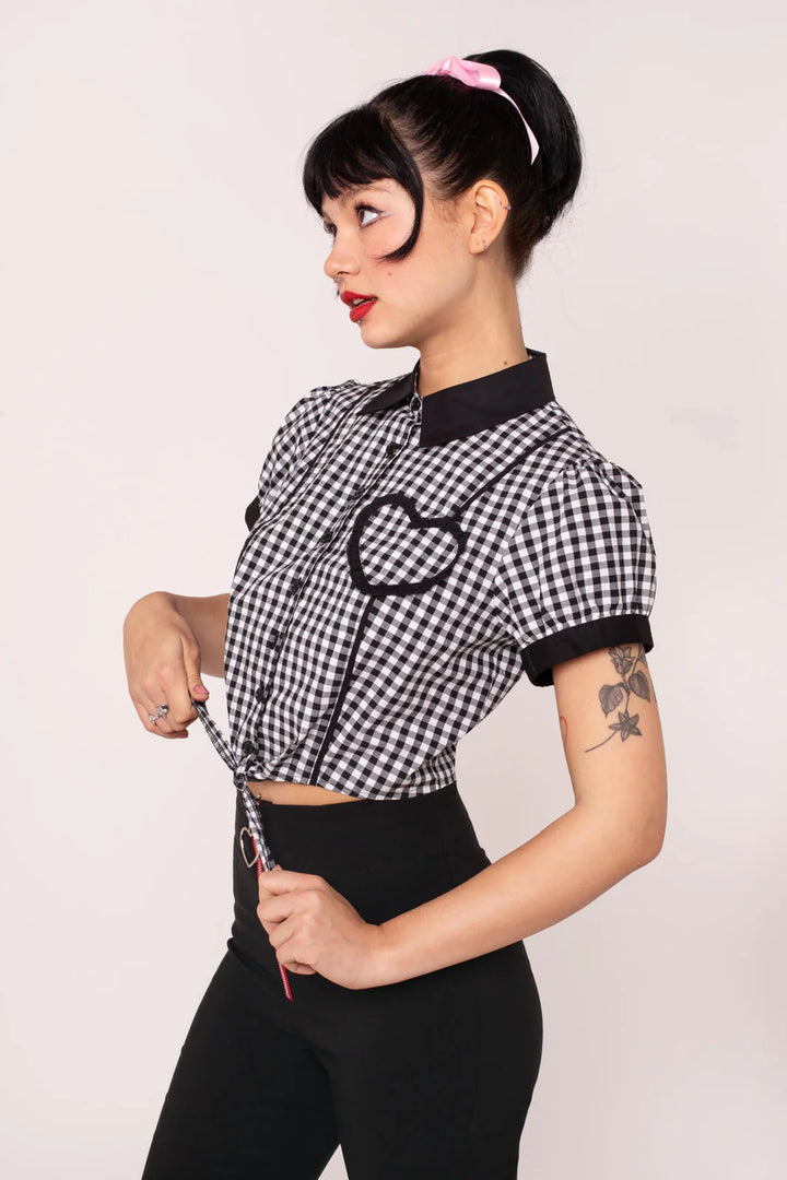 Hell Bunny Mel Gingham Heart Blouse