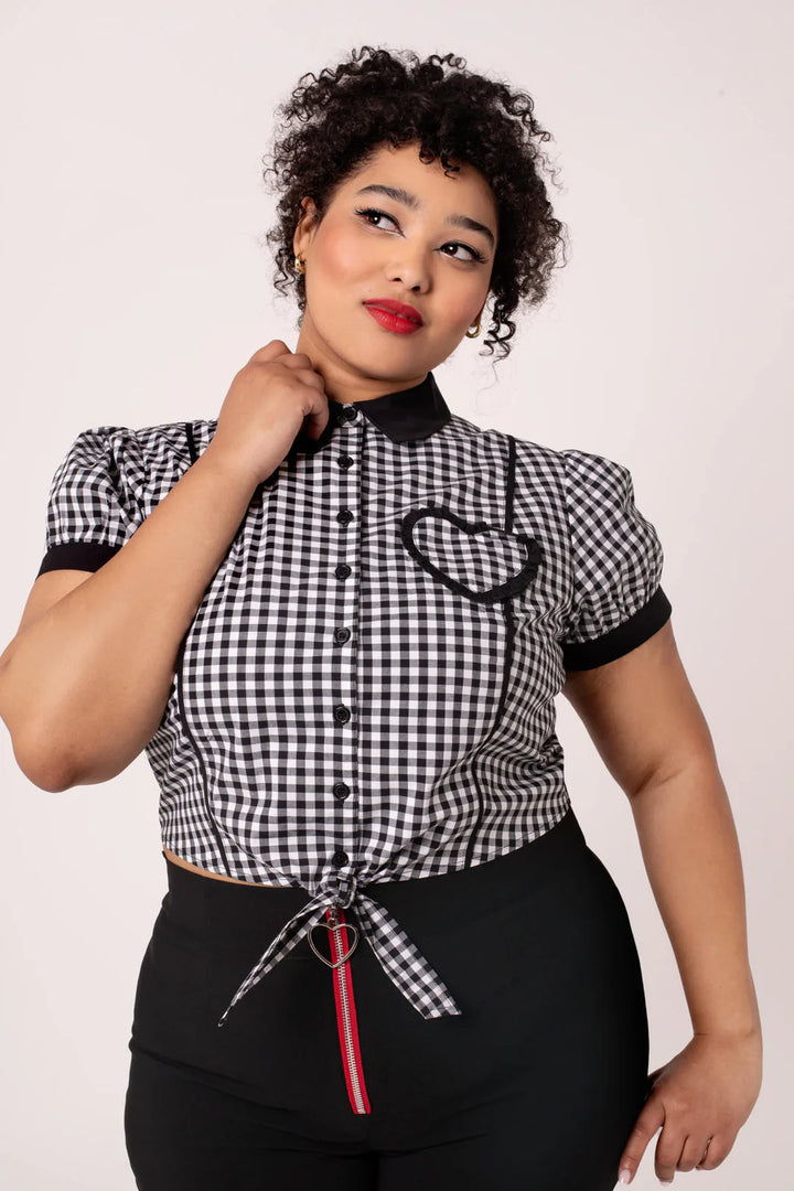 Hell Bunny Mel Gingham Heart Blouse