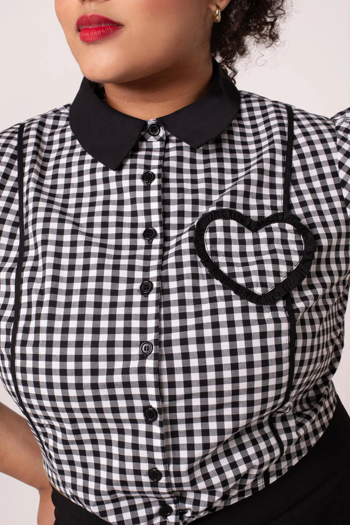 Hell Bunny Mel Gingham Heart Blouse