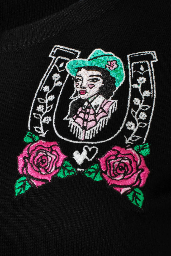 Gilet brodé Hell Bunny Kellie Cowgirl