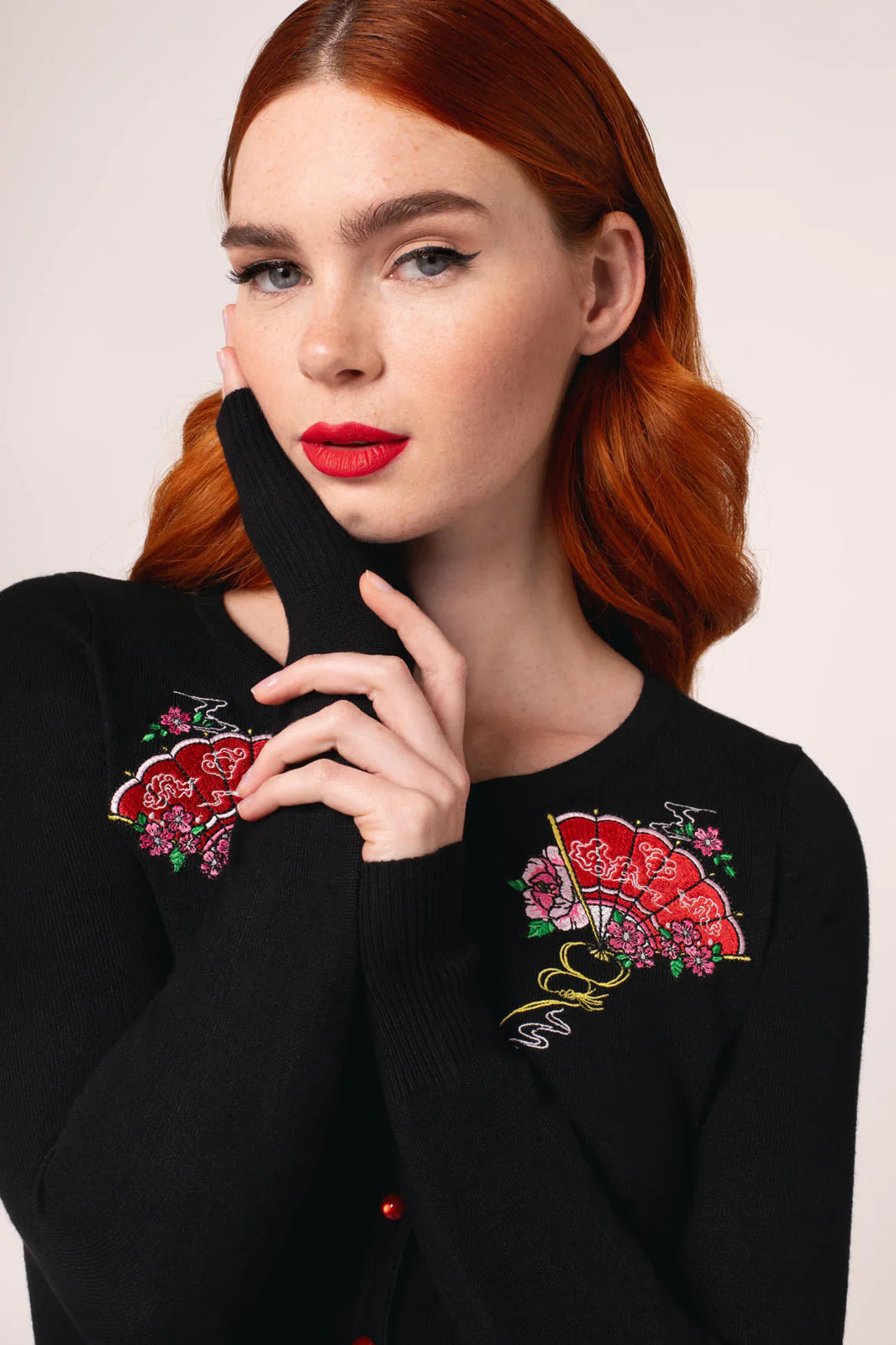 Yuna Black Embroidered Fan Cardigan