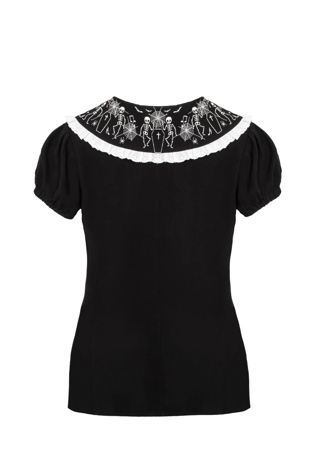 Hell Bunny Danse Macabre Black Skeleton Collar Blouse