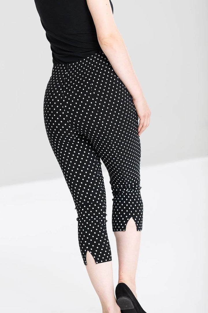 Hell Bunny Kay Capri Pants – Black Polka Dot Retro Capris