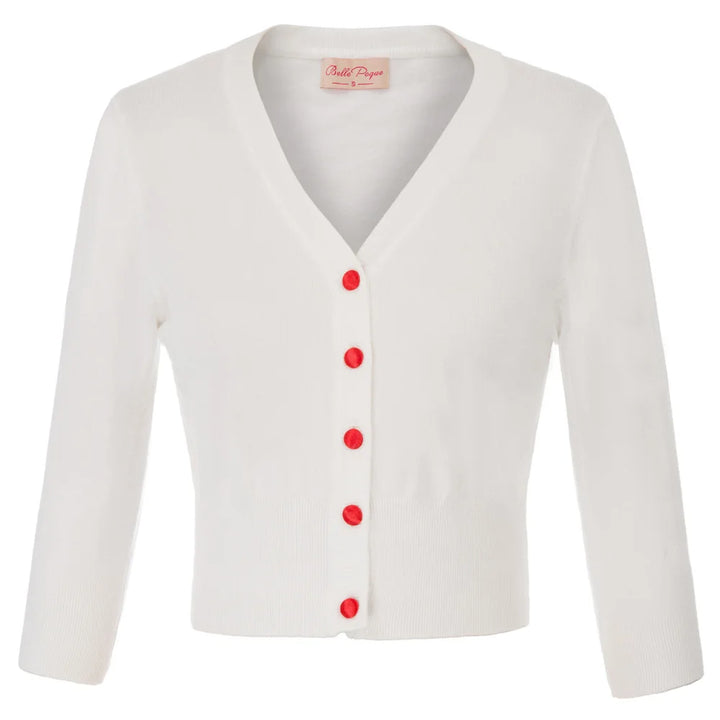 Women's Knit Cardigan – Cropped 3/4 Sleeve V-Neck Button Up
